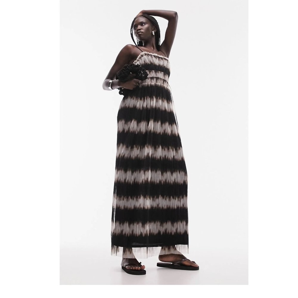 Topshop Plissé Mesh Maxi Slipdress Size XS Like New!